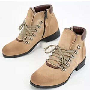 Miz Mooz Steffy Lace‎ Up Ankle Boot Pebble Tan Suede Leather EU 38 NEW in Box